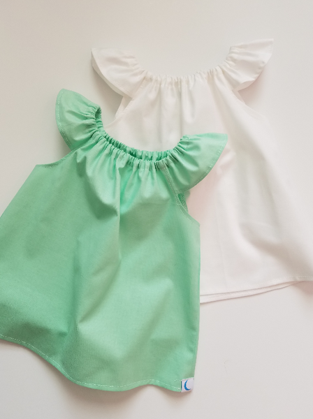 Spring Solid Peasant Top