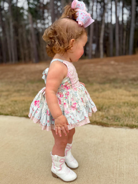 Flowers and Lace Skirted Romper or Dress